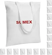 SUMEX Sublimation Blanks Canvas Tote Bags Bulk,16 Pack 14"×16" Polyester Reusable Shopping Canvas Bag for Heat Press Crafts