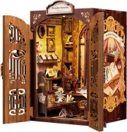 DIY Book Nook Kit,3D Wooden Puzzle Dollhouse Kit Booknook Miniature Kit DIY