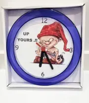 Up Yours 7" Purple Novelty Wall/Desk Clock Brand New