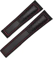 [KAVJU] Genuine Leather Strap 22m for tag heuer F1 watchband Red stitches wristwatches band fold buckle leather watch bracelet