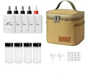Portable Camping Condiment Set - Outdoor Condiment Container with Funnel and Label | Portable Camping Condiment Set Salt and Pepper Shaker with Storage Bag for BBQ or Picnic