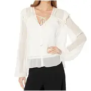 NEW BCBGMAXAZRIA Women's Chiffon Bishop Sleeve Blouse Size S