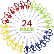 Kids Scissors 5 inch Safety Scissors 24 Pack Kid Scissors Right and Left Handed Scissors Assorted Colors Scissors For School Kids Blunt Tip Scissors