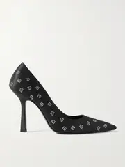 [ALEXANDER WANG] ALEXANDER WANG - Delphine Crystal-embellished Satin Pumps - Black - IT41 IT 41 Black
