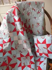 Patchwork Astronaut Space Adventure Quilt and Pillow, 52"x41", Child, Throw
