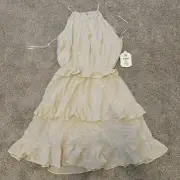 Altar’d State Tiered Dress Whitecap Grey Back Button Keyhole Womens Small NWT
