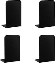 BgfDomShip 4pcs Black Bookends,Book end,Bookshelves,L-Shaped Non Slip Metal Bookshelves,Heavy Duty Bookends,Suitable for Study,Office,School,Library