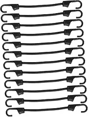 ROMISBABA 12pcs Elastic Bungee Cords with Hooks Stretchable Cargo Straps for Car Trunk and Bike Rack Weatherproof Tie Down Ropes for Secure Travel and Luggage Transport