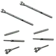 Marine 1/4" Thread Fork & Swage Stud Turnbuckle 3/16" Cable Stainless Steel 4Pcs