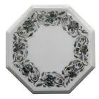 12" marble Inlay Floral Side Table top semi precious Gemstones Handmade Decor
