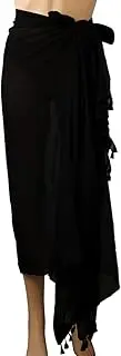 [LUTER] Women Beach Sarong, Stylish Wrap Pareo with Tassel Soft Swimsuit Cover up Skirt Sarong Wrap for Women Summer Beach (Black), Black, M