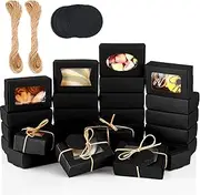 60 Pcs Soap Packaging Boxes 3.54 x 2.36 x 1.18 Inch Mini Kraft Boxes with Window Soap Boxes for Homemade Soap Gift Packaging Box for Candy Chocolate Bakery Cookies Soap Packaging (Black)