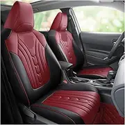 Full Coverage Car Seat Cover， Car Seat Cover Compatible for Toyota Corolla Cross 2022 Full Set Styling Auto Genuine Leather Interior Accessories(Red)