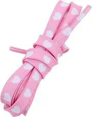 [Ipetboom] 1Pair Heart Printed Flat Shoelaces for Sneakers Pink Canvas Laces Cute and Durable Shoestrings for Casual Shoes Unique Valentine Day Present for Loved Ones