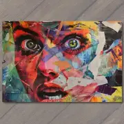 4x6" Woman Beautiful Anxiety Collage Mosaic Strange Weird Layered Fanciful
