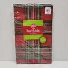 Elrene Christmas Holiday Vinyl Tablecloth Round 60" Red & Green Plaid