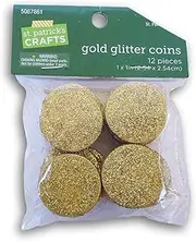 St. Patrick's Day Gold Glitter Coins - 12 Piece - 1x1 Inch