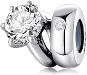 FAEFASH Sparkling Spacer Charm Rubber Stopper Spacer Bead 925 Sterling Silver Clip Charm fit Pandora Style Charm Bracelets