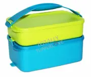 Tupperware Lunch Set of 2 Pak N Carry Click To Go w/ Handle Peacock Blue & Green