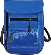 [DEEZOMO] RFID Blocking Travel Neck Wallet Pouch and Passport Holder，Travel Neck Pouch Passport Holder for Women & Men, Blue, Minimalist