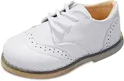 [Panegy] Kids Girls PU Leather Low Lace Elegant Lightweight Brogue Shoes with Moribida Sole for Party Wedding