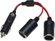 DC12V 24V Socket 2-Way Y Splitter Adapter, Car Extension Line with 10 Fuses 1 in 2 Out Power Cord