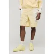 Mens Yellow Elasticated Waist Relaxed Fit Colour Block Nylon Short