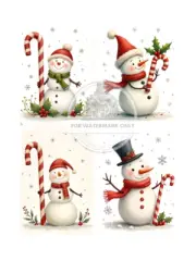 Christmas Snowmen | A4 Rice Paper | Paper for Decoupage | Decoupage Central
