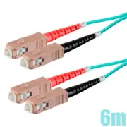 6M SC to SC UL Duplex 50/125 MultiMode OM4 Fiber Optic Optical Cable OFNR Aqua