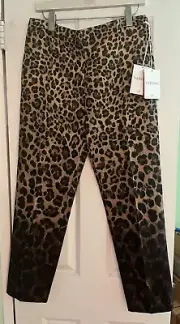 NWT $3,300 Valentino Leopard Print Virgin Wool Silk Ankle Pants - Sz 8 US 44 IT