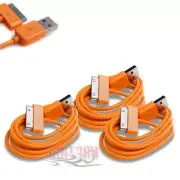 3X 3FT USB SYNC DATA POWER CHARGER ORANGE CABLES IPHONE IPOD TOUCH NANO NEW IPAD