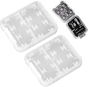 2pcs Sd Plastic Memory Card Storage Case - Hard Card Holder for Micro SD, SDHC, TF, MS Cards 8 in 1 Reusable Plastic Memory Card Storage Case (Cards Not Included)