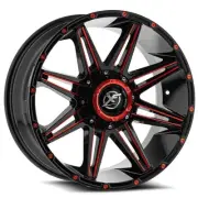 20x9 XF Off-Road XF-220 Gloss Black & Red Milled Wheel 5/6 Lug Blank (0mm)