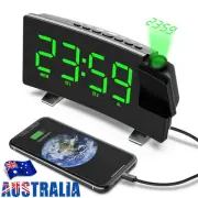 LED Projection Alarm Clock Digital Projector Temperature Portable With FM Radio