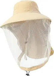 kowaku Bees Keeping Netting Hat Beekeeper Hat with Mesh Face Protection Veils Hat for Camping, Khaki