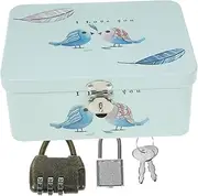 CIMAXIC Large Storage Box Lids Tinplate Case Lockable Desktop Organizer Toy Storage Organiser
