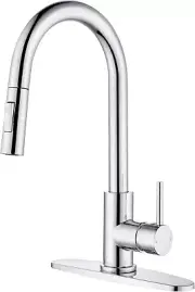 Chrome Kitchen Faucets with Pull down Sprayer, Single Handle Kitchen Sink Faucet