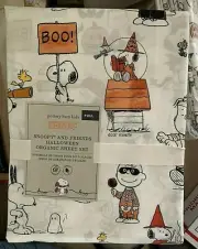 Pottery Barn Kids Peanuts HALLOWEEN organic FULL sheet set SNOOPY teen COTTON