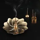 Shiny Brass Incense Ash Catcher Joss Cone Plate for Mindfulness Practice