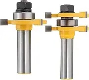Yakamoz 1/2-Inch Shank Matched Tongue and Groove Router Bit Set 3 Teeth T Shape Wood Milling Cutter Woodworking Tool