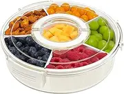STORICANS Rotating Snack Box Container, Divided Serving Tray with Lid and Handle, Snack Organizer for Adults Fruit Tray, Veggie Tray, Perfect for Party, Entertaining 1 Pack