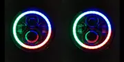 Quake LED QTE902 JK/CJ/TJ 7" 45 Watt High/Low Headlight RGB HD Accent (for: Opel)