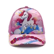 Girls Colorful Graphic Unicorn Spring/Summer Sunshade Cap Hat Pink
