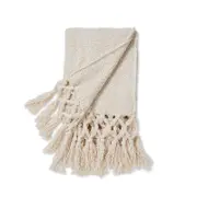 MadrasLink Ava Boucle Tassel Throw - Cream