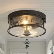 Outdoor Ceiling Light with Motion Sensor, 2-Light Flush Mount Ceiling Fixture, 3