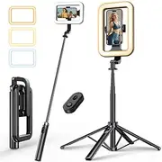 yAyusi Selfie Ring Light with Tripod Stand and Phone Holder, 190 cm Extendable Phone Stand Selfie Stick Tripod with Light and Remote Control, LED Phone Ring Light for Live Streaming/Video Recording