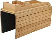 Wooden Sofa Arm Tray, Double Use Foldable Couch Armrest Table with Removable Cup Holder, Anti Slip Couch Drink Holder Clip on Couch Desk for Drinks Snacks Phones Remote Controls