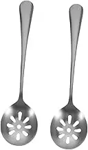 MOTHNUR Daily Use Slotted Spoon Set 2pcs Sturdy Stainless Steel Spoon for Pasta Straining Serving