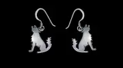 Howling Wolf Earrings • 925 Sterling Silver • Moon and Stars Design • Wolf...