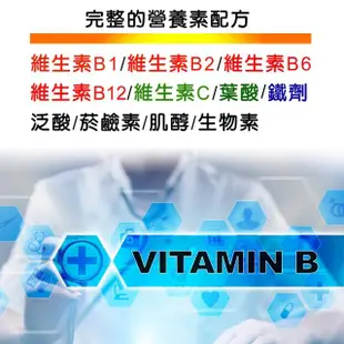 【IVITAL 艾維特】TOP-B永恩錠美國進口高單位維他命B群加強錠2入組(共128錠/8種B群/葉酸/鐵劑/維他命C)